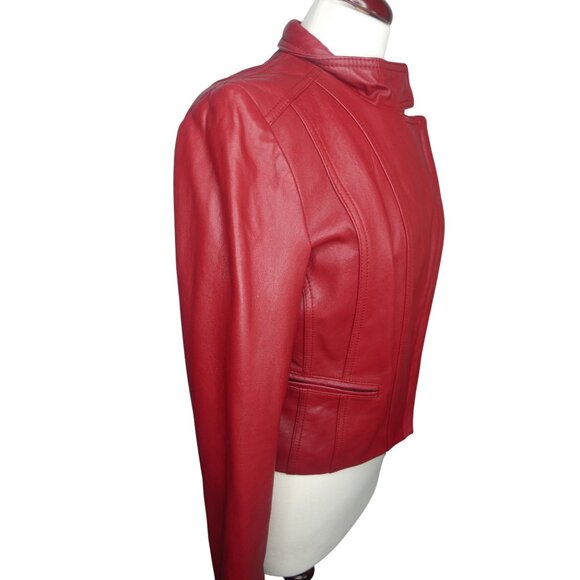 Kenneth Cole Reaction Red Leather Jacket - Picture 3 of 8